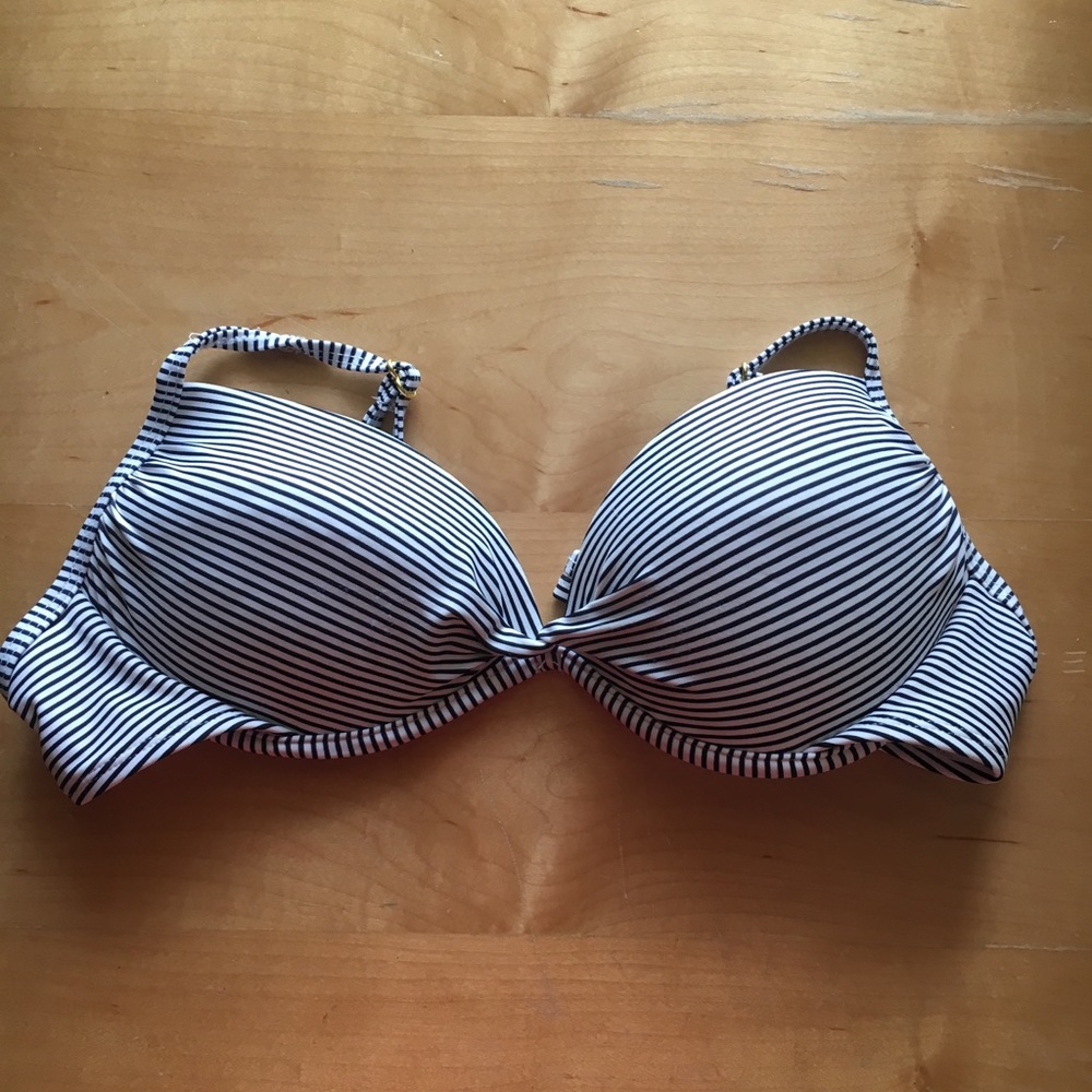 Black and white striped bathing suit top